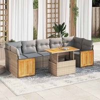 Thumbnail for 8-tlg. Garten-Sofagarnitur mit Kissen Beige Poly Rattan Akazie