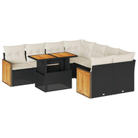 Thumbnail for 9-tlg. Garten-Sofagarnitur mit Kissen Schwarz Poly Rattan
