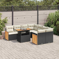 Thumbnail for 9-tlg. Garten-Sofagarnitur mit Kissen Schwarz Poly Rattan