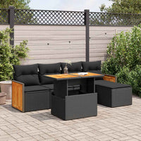 Thumbnail for 6-tlg. Garten-Sofagarnitur mit Kissen Schwarz Poly Rattan