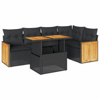 Thumbnail for 6-tlg. Garten-Sofagarnitur mit Kissen Schwarz Poly Rattan