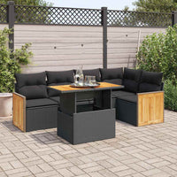 Thumbnail for 6-tlg. Garten-Sofagarnitur mit Kissen Schwarz Poly Rattan