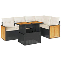 Thumbnail for 6-tlg. Garten-Sofagarnitur mit Kissen Schwarz Poly Rattan