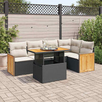 Thumbnail for 6-tlg. Garten-Sofagarnitur mit Kissen Schwarz Poly Rattan