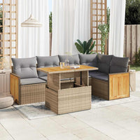 Thumbnail for 6-tlg. Garten-Sofagarnitur mit Kissen Beige Poly Rattan Akazie