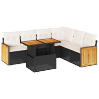 Thumbnail for 7-tlg. Garten-Sofagarnitur mit Kissen Schwarz Poly Rattan