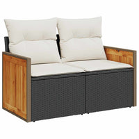 Thumbnail for 7-tlg. Garten-Sofagarnitur mit Kissen Schwarz Poly Rattan