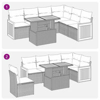 Thumbnail for 7-tlg. Garten-Sofagarnitur mit Kissen Schwarz Poly Rattan