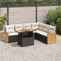 Thumbnail for 7-tlg. Garten-Sofagarnitur mit Kissen Schwarz Poly Rattan