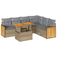 Thumbnail for 7-tlg. Garten-Sofagarnitur mit Kissen Beige Poly Rattan Akazie