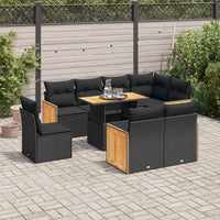 Thumbnail for 9-tlg. Garten-Sofagarnitur mit Kissen Schwarz Poly Rattan