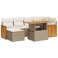 Thumbnail for 8-tlg. Garten-Sofagarnitur mit Kissen Beige Poly Rattan Akazie
