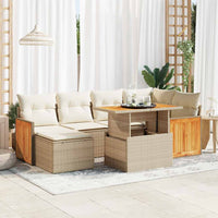 Thumbnail for 8-tlg. Garten-Sofagarnitur mit Kissen Beige Poly Rattan Akazie