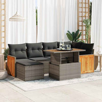 Thumbnail for 8-tlg. Garten-Sofagarnitur mit Kissen Grau Poly Rattan Akazie