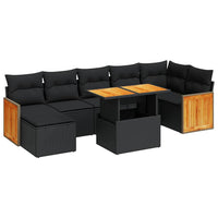 Thumbnail for 7-tlg. Garten-Sofagarnitur mit Kissen Schwarz Poly Rattan