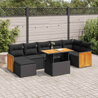 Thumbnail for 7-tlg. Garten-Sofagarnitur mit Kissen Schwarz Poly Rattan
