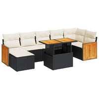 Thumbnail for 7-tlg. Garten-Sofagarnitur mit Kissen Schwarz Poly Rattan