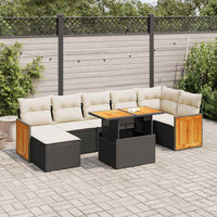 Thumbnail for 7-tlg. Garten-Sofagarnitur mit Kissen Schwarz Poly Rattan