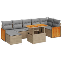 Thumbnail for 7-tlg. Garten-Sofagarnitur mit Kissen Beige Poly Rattan Akazie