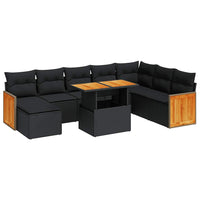 Thumbnail for 7-tlg. Garten-Sofagarnitur mit Kissen Schwarz Poly Rattan
