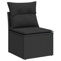 Thumbnail for 7-tlg. Garten-Sofagarnitur mit Kissen Schwarz Poly Rattan