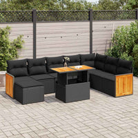 Thumbnail for 7-tlg. Garten-Sofagarnitur mit Kissen Schwarz Poly Rattan