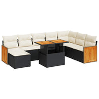 Thumbnail for 7-tlg. Garten-Sofagarnitur mit Kissen Schwarz Poly Rattan