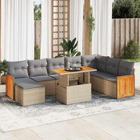 Thumbnail for 7-tlg. Garten-Sofagarnitur mit Kissen Beige Poly Rattan Akazie