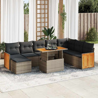 Thumbnail for 7-tlg. Garten-Sofagarnitur mit Kissen Grau Poly Rattan Akazie