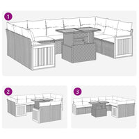 Thumbnail for 10-tlg. Garten-Sofagarnitur mit Kissen Schwarz Poly Rattan