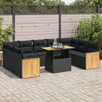 Thumbnail for 10-tlg. Garten-Sofagarnitur mit Kissen Schwarz Poly Rattan