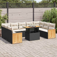 Thumbnail for 10-tlg. Garten-Sofagarnitur mit Kissen Schwarz Poly Rattan