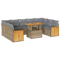 Thumbnail for 10-tlg. Garten-Sofagarnitur mit Kissen Beige Poly Rattan Akazie
