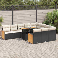 Thumbnail for 11-tlg. Garten-Sofagarnitur mit Kissen Schwarz Poly Rattan