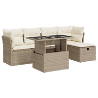 Thumbnail for 6-tlg. Garten-Sofagarnitur mit Kissen Beige Poly Rattan
