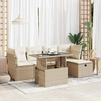 Thumbnail for 6-tlg. Garten-Sofagarnitur mit Kissen Beige Poly Rattan