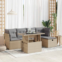 Thumbnail for 6-tlg. Garten-Sofagarnitur mit Kissen Beige Poly Rattan