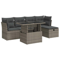Thumbnail for 6-tlg. Garten-Sofagarnitur mit Kissen Grau Poly Rattan