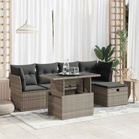Thumbnail for 6-tlg. Garten-Sofagarnitur mit Kissen Grau Poly Rattan