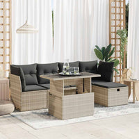 Thumbnail for 6-tlg. Garten-Sofagarnitur mit Kissen Hellgrau Poly Rattan