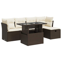 Thumbnail for 6-tlg. Garten-Sofagarnitur mit Kissen Braun Poly Rattan