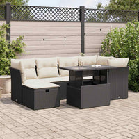 Thumbnail for 7-tlg. Garten-Sofagarnitur mit Kissen Schwarz Poly Rattan