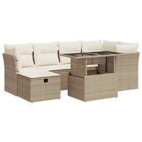 Thumbnail for 7-tlg. Garten-Sofagarnitur mit Kissen Beige Poly Rattan
