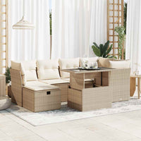 Thumbnail for 7-tlg. Garten-Sofagarnitur mit Kissen Beige Poly Rattan