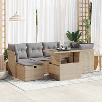 Thumbnail for 7-tlg. Garten-Sofagarnitur mit Kissen Beige Poly Rattan