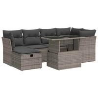 Thumbnail for 7-tlg. Garten-Sofagarnitur mit Kissen Grau Poly Rattan