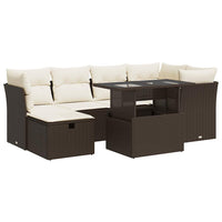 Thumbnail for 7-tlg. Garten-Sofagarnitur mit Kissen Braun Poly Rattan