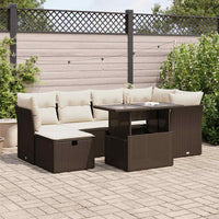 Thumbnail for 7-tlg. Garten-Sofagarnitur mit Kissen Braun Poly Rattan