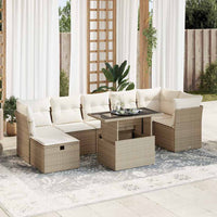 Thumbnail for 8-tlg. Garten-Sofagarnitur mit Kissen Beige Poly Rattan