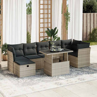 Thumbnail for 8-tlg. Garten-Sofagarnitur mit Kissen Hellgrau Poly Rattan
